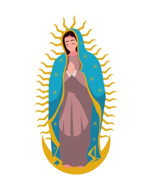 Virgen de Guadalupe ruhani illüstrasyon izole edildi