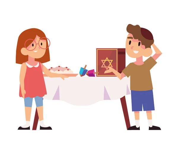 Hanukkah Dzieci Religijne Uroczystości Ilustracja Grafika Wektorowa