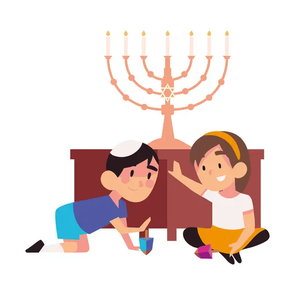 Hanukkah Børn Fest Illustration Isoleret Royaltyfrie stock-vektorer