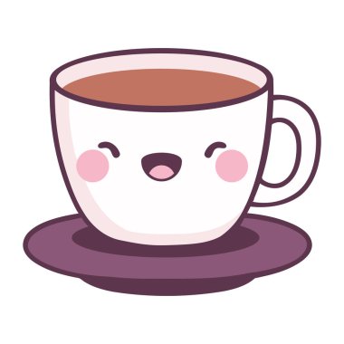 Kahve fincanı kawaii mutlu illüt