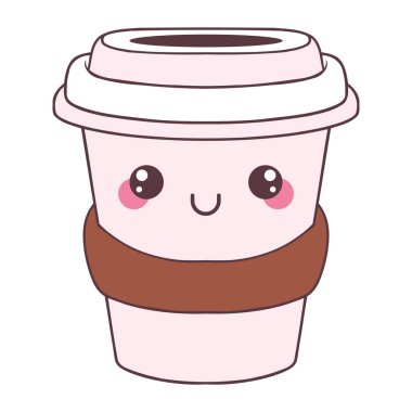 kahve fincanı kawaii ürün illüstrasyonu