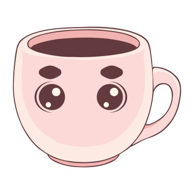 Kahve fincanı kawaii çizgi film çizimi