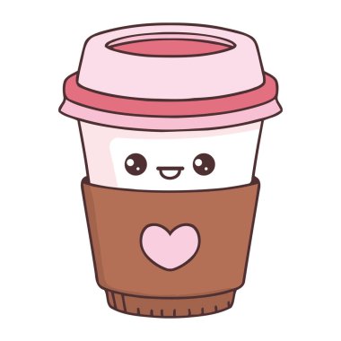 kahve fincanı kawaii tek kullanımlık illüstrasyon