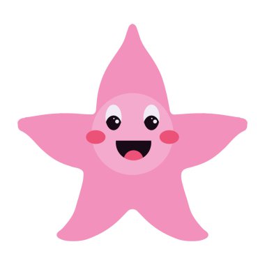 deniz yıldızı sevimli kawaii çizimi izole