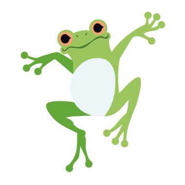 Genç kurbağa beyaz arkaplanda poz veriyor