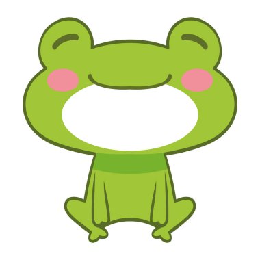 Genç kurbağa beyaz arka planda mutlu.