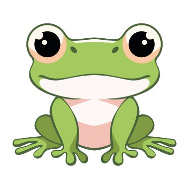 Beyaz arkaplan simgesinde oturan genç kurbağa