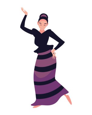 Myanmar kadın egzotik illüstrasyonlar yaparak müzik yapıyor.