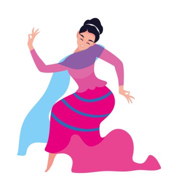 Myanmar kadın müzik folkloru çizimi yapıyor.