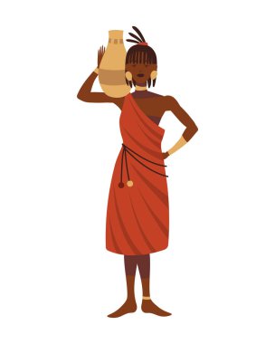 Amforo illüstrasyonlu Güney Afrikalı kadın.