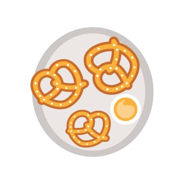 Alman krakerleri. Atıştırmalık illüstrasyon izole edilmiş.