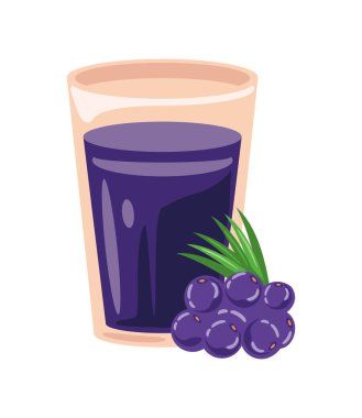 acai meyvesi ve meyve suyu çizimi izole edildi