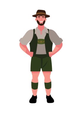 Alman adam karakteri derhosen illüstrasyonla