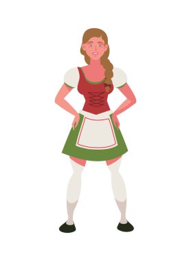 Dirndl illüstrasyon giyen Alman kadın