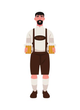 Alman lederhosen adam izole resimleme