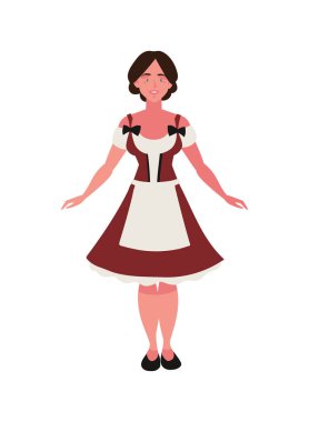 Dirndl illüstrasyondaki Alman kadın karakteri