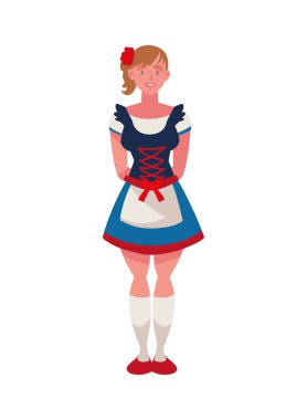 Dirndl illüstrasyondaki Alman kadın karakteri