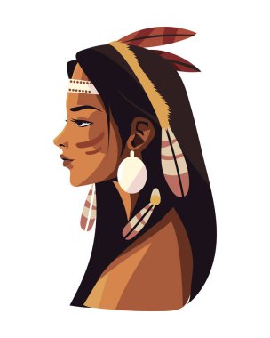 Amerikan yerlisi kız resimleri izole edilmiş.