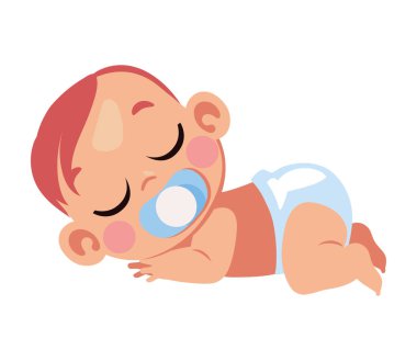 emziği olan ve izole edilmiş bir bebek