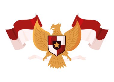 Endonezya Bağımsızlık Günü bayrağı ve arması