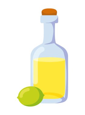 Meksika tekila ve limon illüstrasyonu