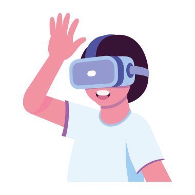 Gözlük resimli vr teknolojili çocuk