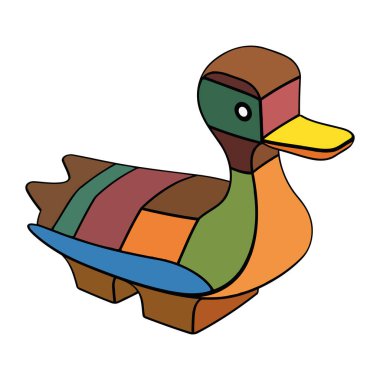 Tahta oyuncak ördek çizimi izole edildi