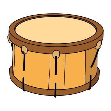 Tahta oyuncak davul illüstrasyonu izole edildi