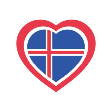 Kalp illüstrasyonunda İzlanda bayrağı izole