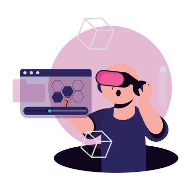 sanal gerçeklik deneyimi çizim vektörü