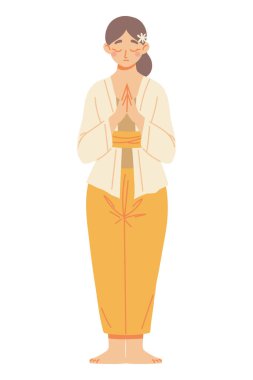 nyepi kadın dua illüstrasyon vektörü