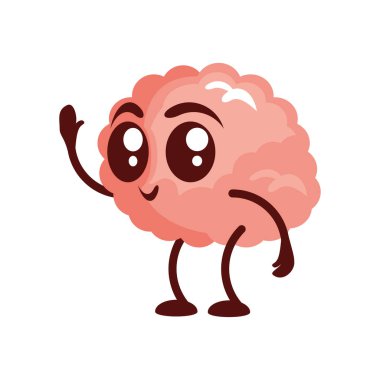 cute brain greeting character cartoon