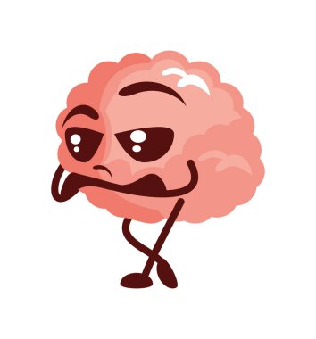 cute brain thinking comic cartoon