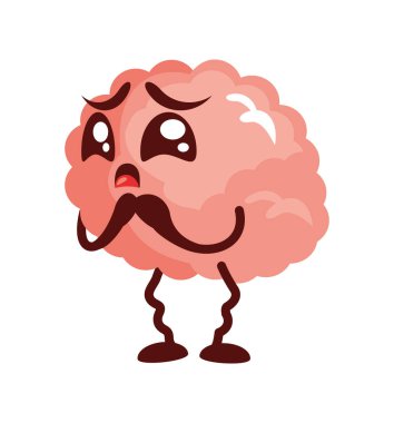 cartoon tired brain character cute