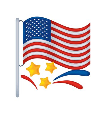 4 Temmuz Amerika bayrağı yalnız yıldızlarla dalgalanıyor.