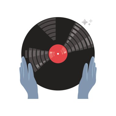 Eski plaklar izole ellerde.