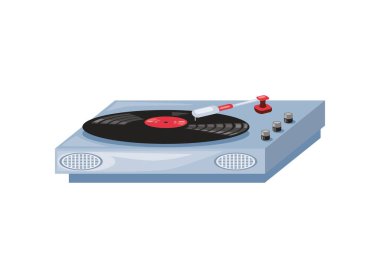 Retro vinil diski olan klasik müzik çalar izole edildi