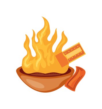 Ateş ve kağıt dolu bir kâse.