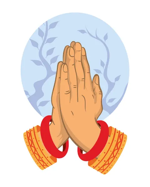 stock vector welcome hindu namaste hands isolated