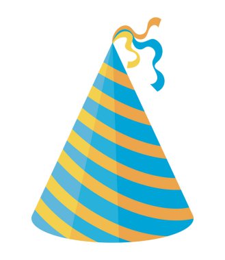 Doğum günü partisi çizgili şapka izole