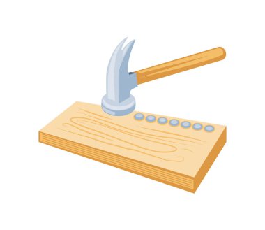 hammering nail tool isolated design clipart