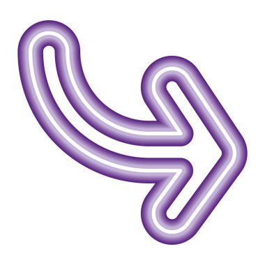 parlak mor renkli neon ışıklı ok izole edildi