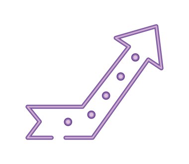 Neon ok işaret yönü vektörü izole edildi