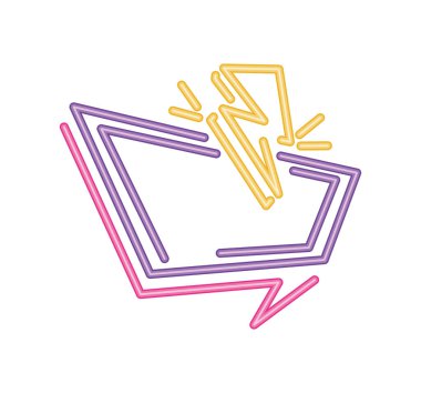 konuşma balonu ve gök gürültüsü neon ışık etiketi izole edildi