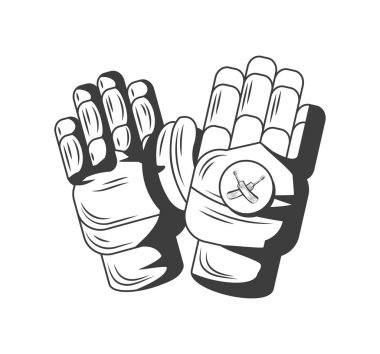 Kriket eldiveni çizim stili izole