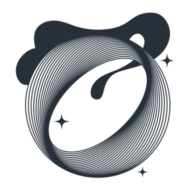 siyah çember ve benekli geometrik şekil izole