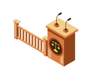 Mahkeme salonu mikrofon standının izometrik simgesi