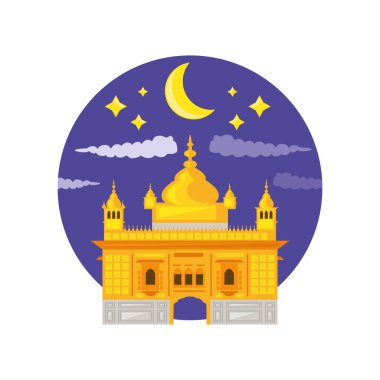 golden temple night view isolated clipart