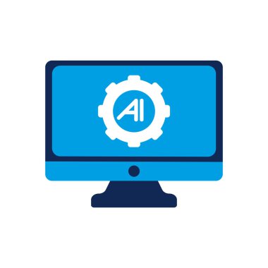 artificial intelligence computer isolated icon clipart