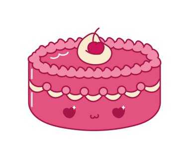 Doğum günü pastası Kawaii şirin izole tasarım